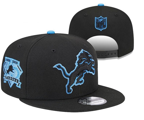 Detroit Lions New Era NFL Hat flat brim adjustable BLACK