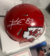 Travis Kelce Autographed Kansas City Chiefs Mini Helmet with COA Photo signing