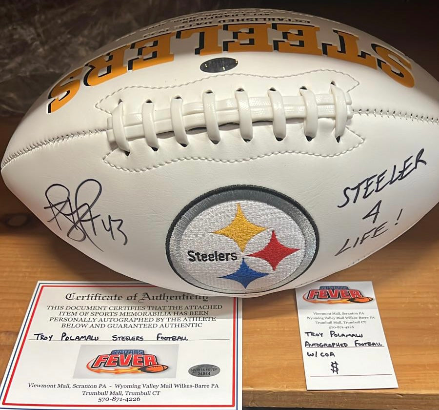 Troy Polamalu Autographed Pittsburgh Steelers Football  with COA