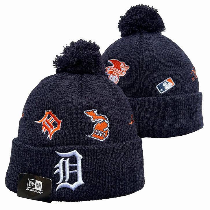 Detroit Tigers MLB New Era winter Hat with Pom Pom