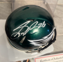 Saquon Barkley Autographed Philadelphia Eagles Mini Helmet with COA Photo signing