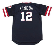 Francisco Lindor Cleveland Indians blue retro Jersey Majestic