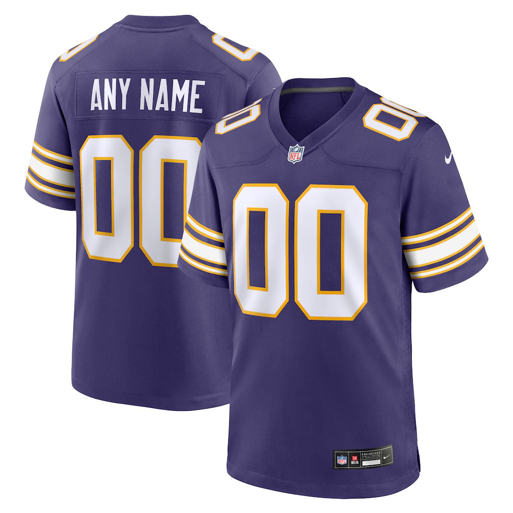 Any name & Number customized Minnesota Vikings Official NFL Nike jersey purple