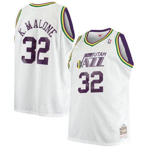 Karl Malone Utah Jazz Official NBA Jersey Mitchell & Ness White