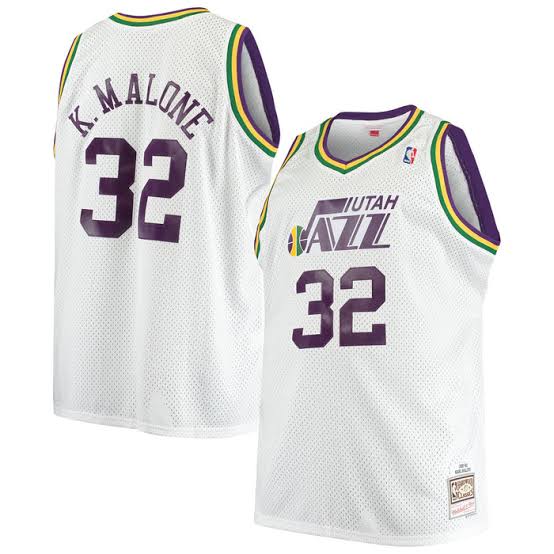 Karl Malone Utah Jazz Official NBA Jersey Mitchell & Ness White