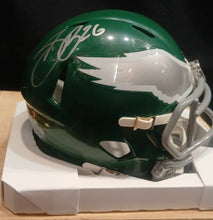 Saquon Barkley Autographed Philadelphia Eagles Kelly Green Mini Helmet with COA Photo signing