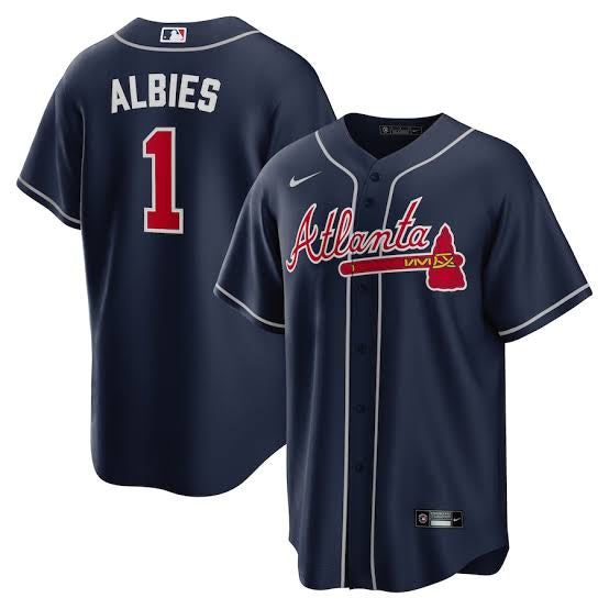 Ozzie Albies Atlanta Braves Official MLB Nike Jersey dark blue