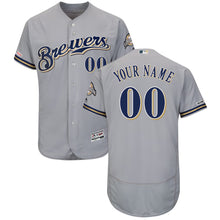 Any Name & Number Customized Milwaukee Brewers Official MLB Nike Jersey gray