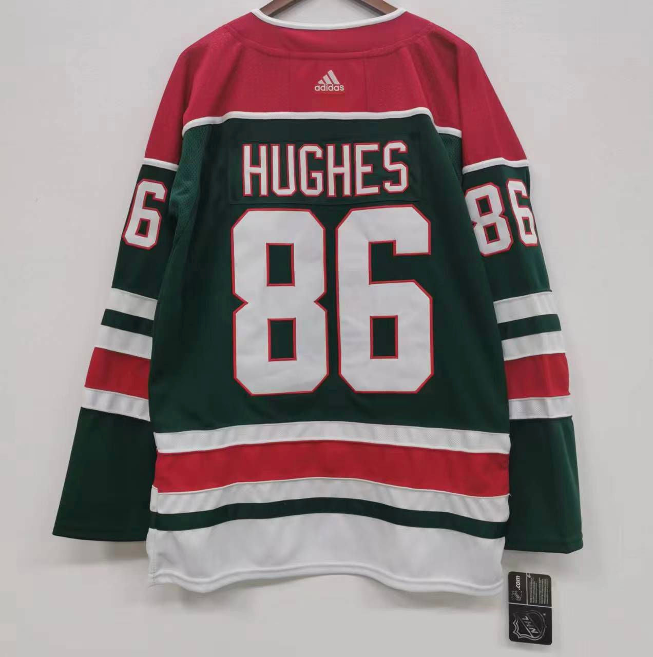 New Jersey Devils No86 Jack Hughes Green Salute to Service Jersey