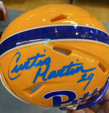 Curtis Martin Pitt. Panthers Mini Helmet with COA Photo Signing