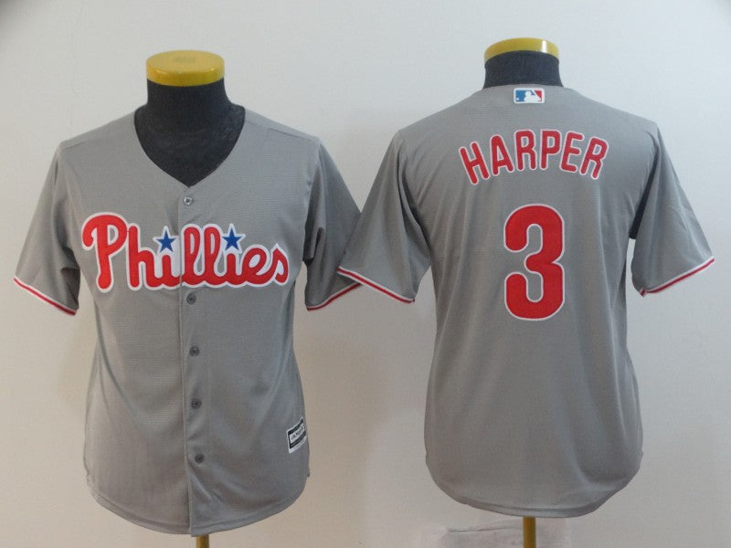 Bryce Harper YOUTH Philadelphia Phillies Jersey gray