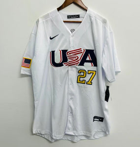 MLB WBC Nike USA ユニフォーム TROUT 27 Mike Trout Team USA Baseball jersey Nike white – Classic Authentics
