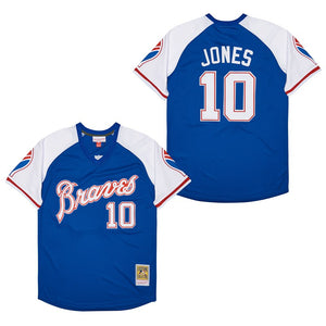 Chipper Jones Atlanta Braves Jersey Mitchell & Ness blue pullover