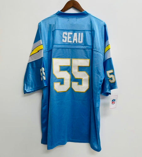 Junior Seau San Diego Chargers Jersey Mitchell & Ness light blue