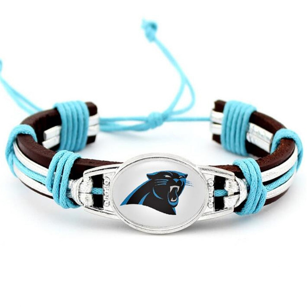 Carolina Panthers NFL leather bracelet