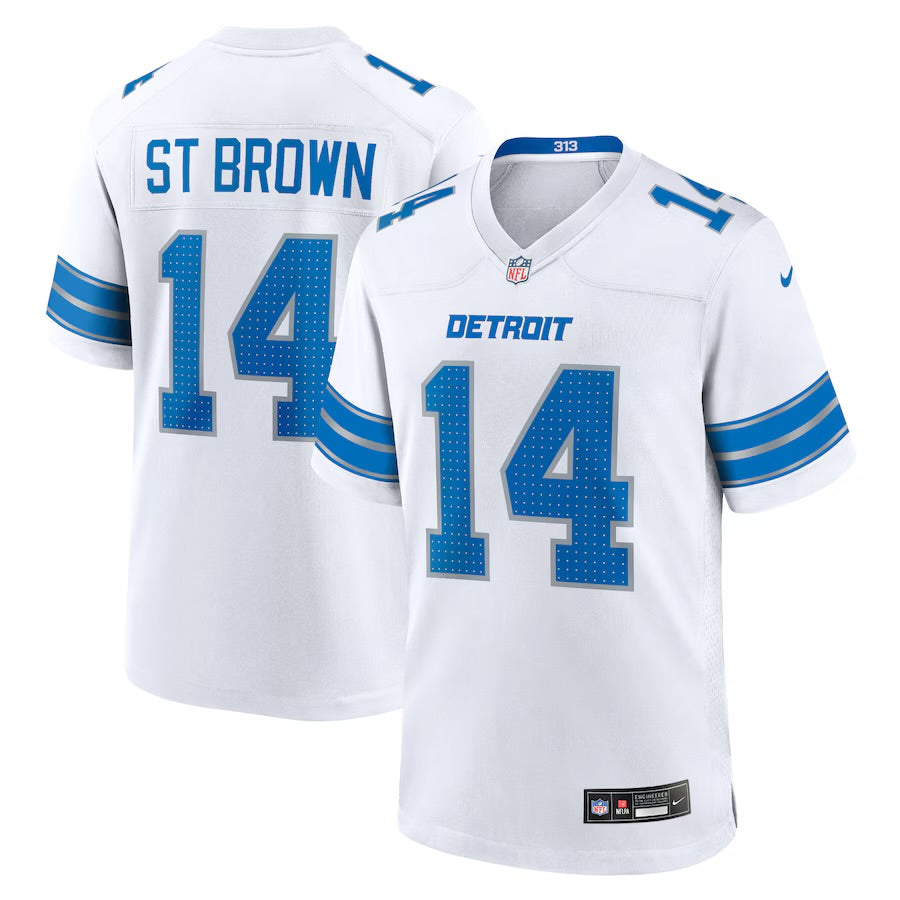 Amon-Ra ST Brown Detroit Lions Official NFL Nike Jersey white