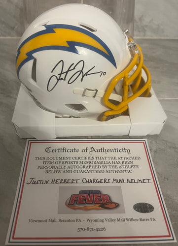 Justin Herbert Autographed Los Angeles Chargers Mini Helmet with COA