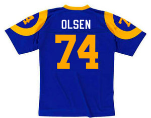 Merlin Olsen 1974 Los Angeles Rams NFL Mitchell Ness Jersey blue