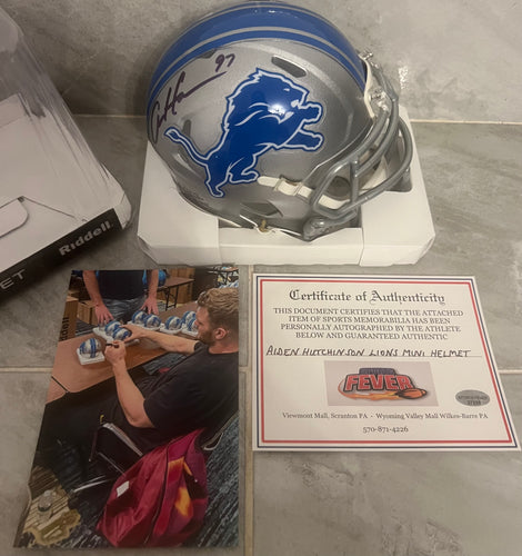 Aiden Hutchinson Autographed Detroit Lions Mini Helmet with COA & photo signing