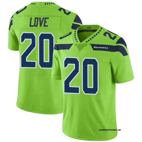 Julian Love Seattle Seahawks Official NFL Jersey Nike neon green