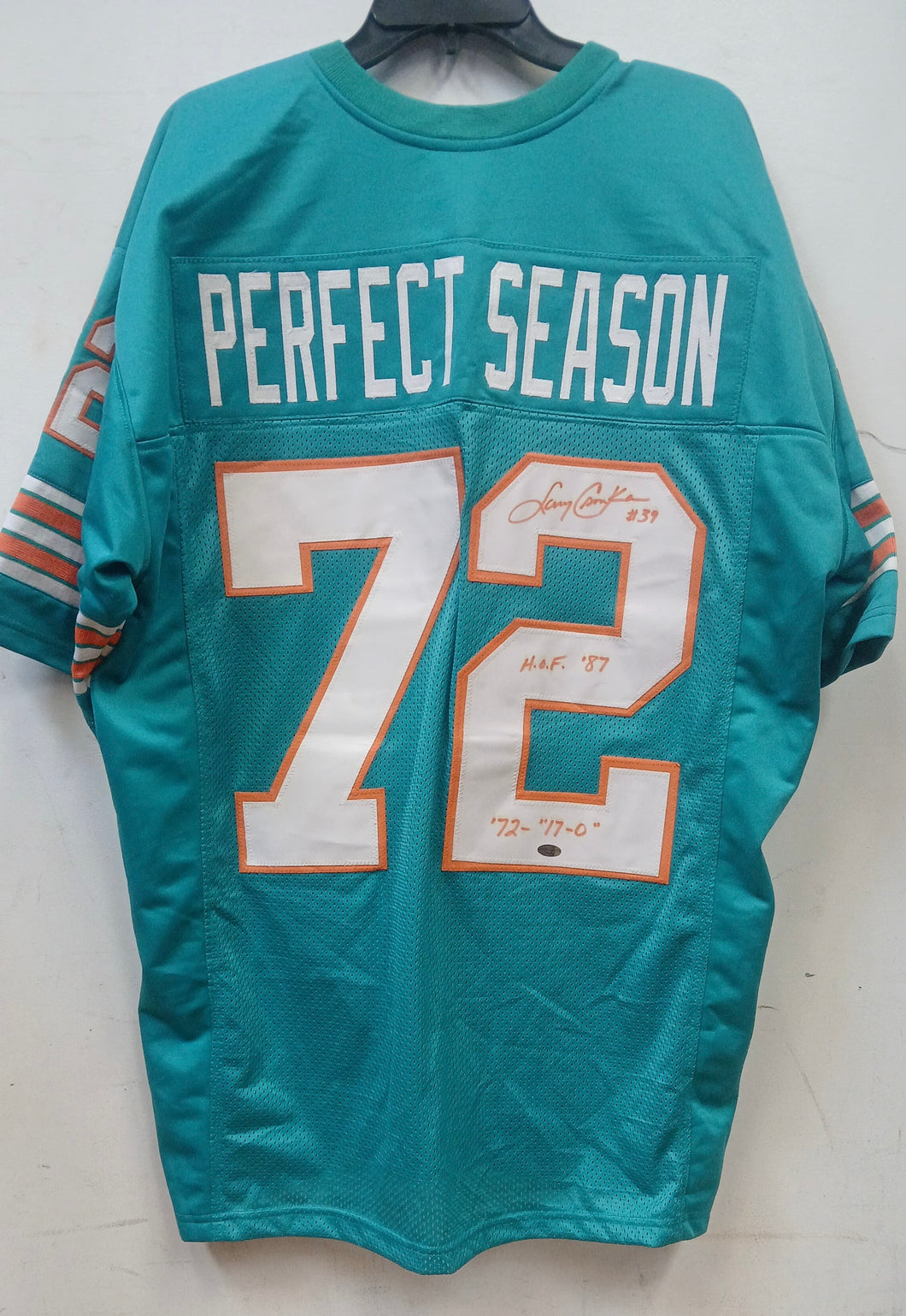 Larry Csonka Miami Dolphins autographed Perfect Season jersey COA
