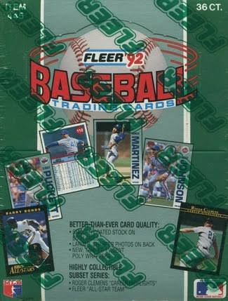 1992 Fleer baseball wax box 36 packs of cards