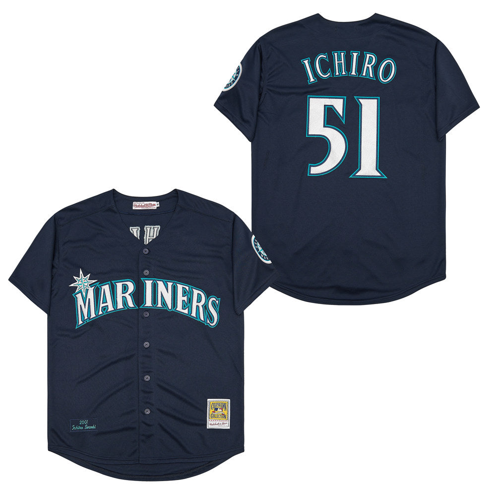 ClTlZENイチローseattle Marjners限定モデル Ichiro Suzuki Seattle Mariners Jersey Mitchell & Ness blue