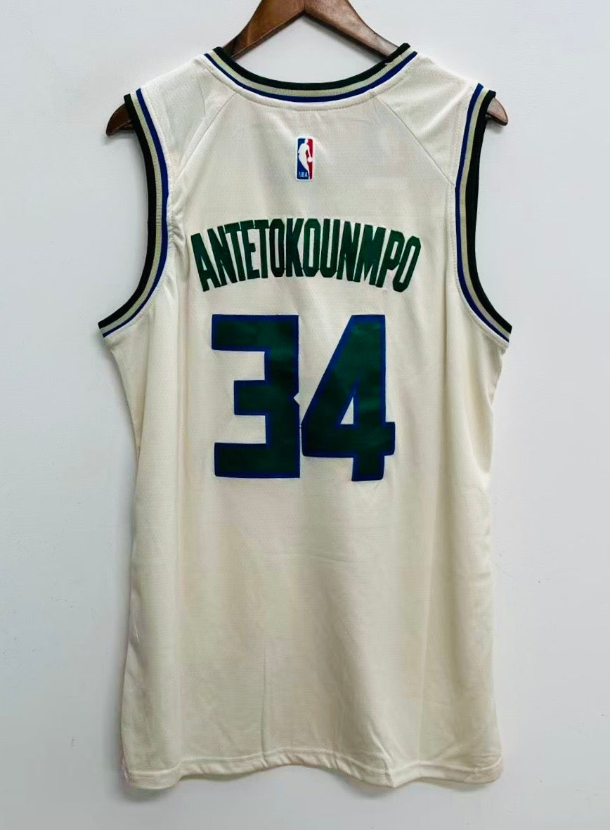 Giannis Antetokounmpo Milwaukee Bucks Official NBA Nike Jersey Cream City