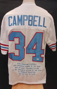 Earl Campbell Houston Oilers autographed stat jersey JSA COA