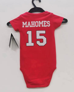 Patrick Mahomes Kansas City Chiefs baby onesie creeper snap suit b/t