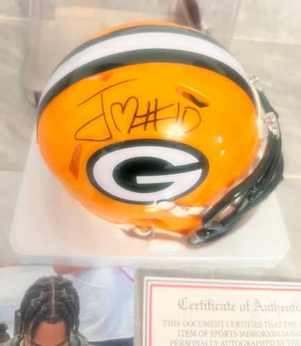 Jordan Love Autographed Green Bay Packers Mini Helmet with COA Photo signing
