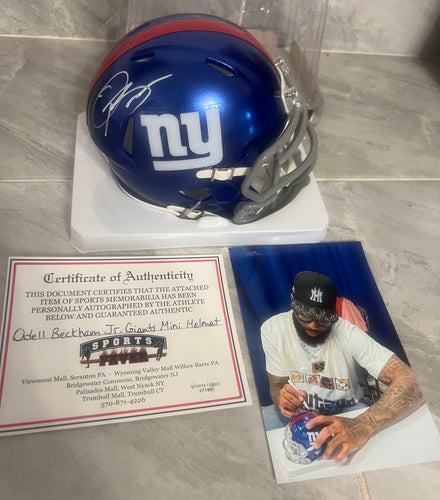 Odell Beckham Jr.  Autographed New York Giants Mini Helmet with COA Photo signing