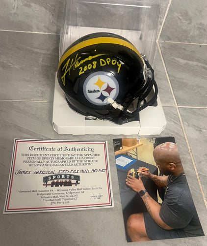 James Harrison Autographed Pittsburgh Steelers Mini Helmet with COA & Photo Signing