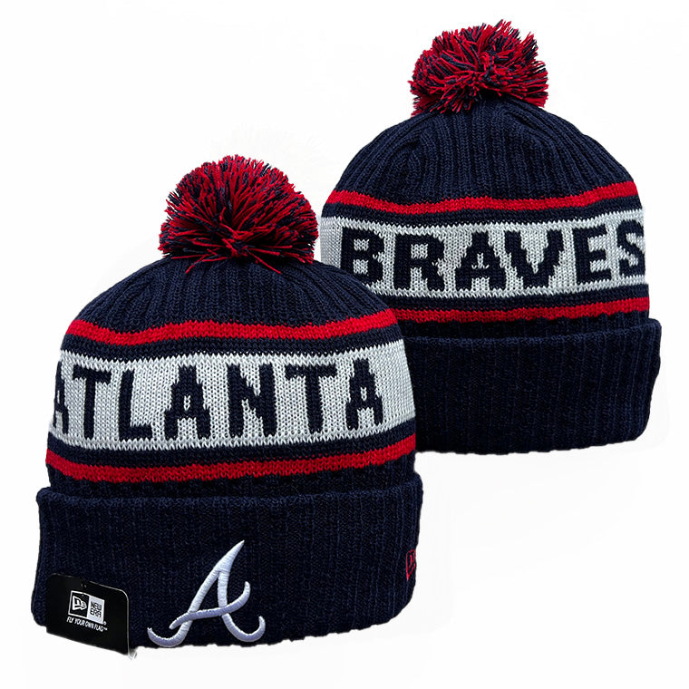 Atlanta Braves MLB New Era winter Hat with Pom Pom