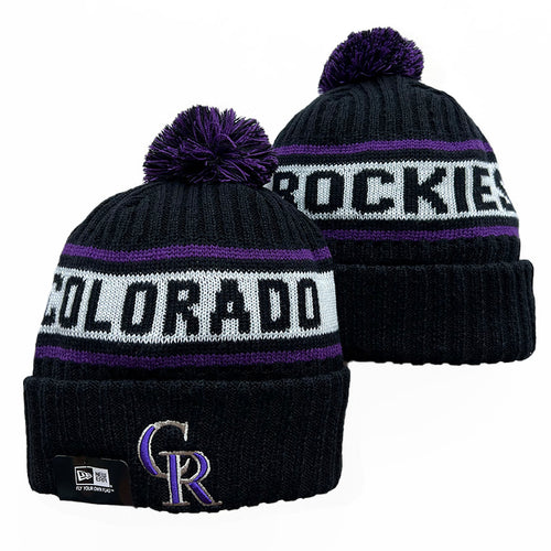 Colorado Rockies MLB New Era winter Hat with Pom Pom