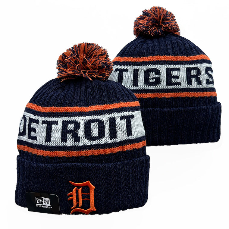 Detroit Tigers MLB New Era winter Hat with Pom Pom