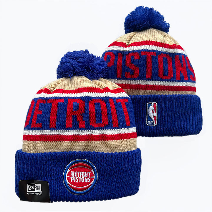 Detroit Pistons NBA New Era winter Hat with Pom Pom