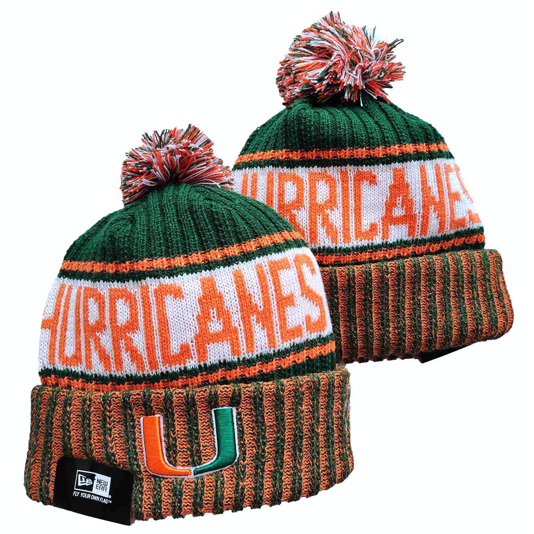 Miami Hurricanes NCAA New Era winter Hat with Pom Pom