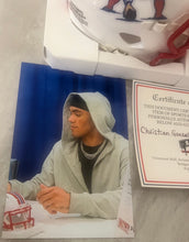 Christian Gonzalez New England Patriots autographed Mini Helmet with COA photo signing