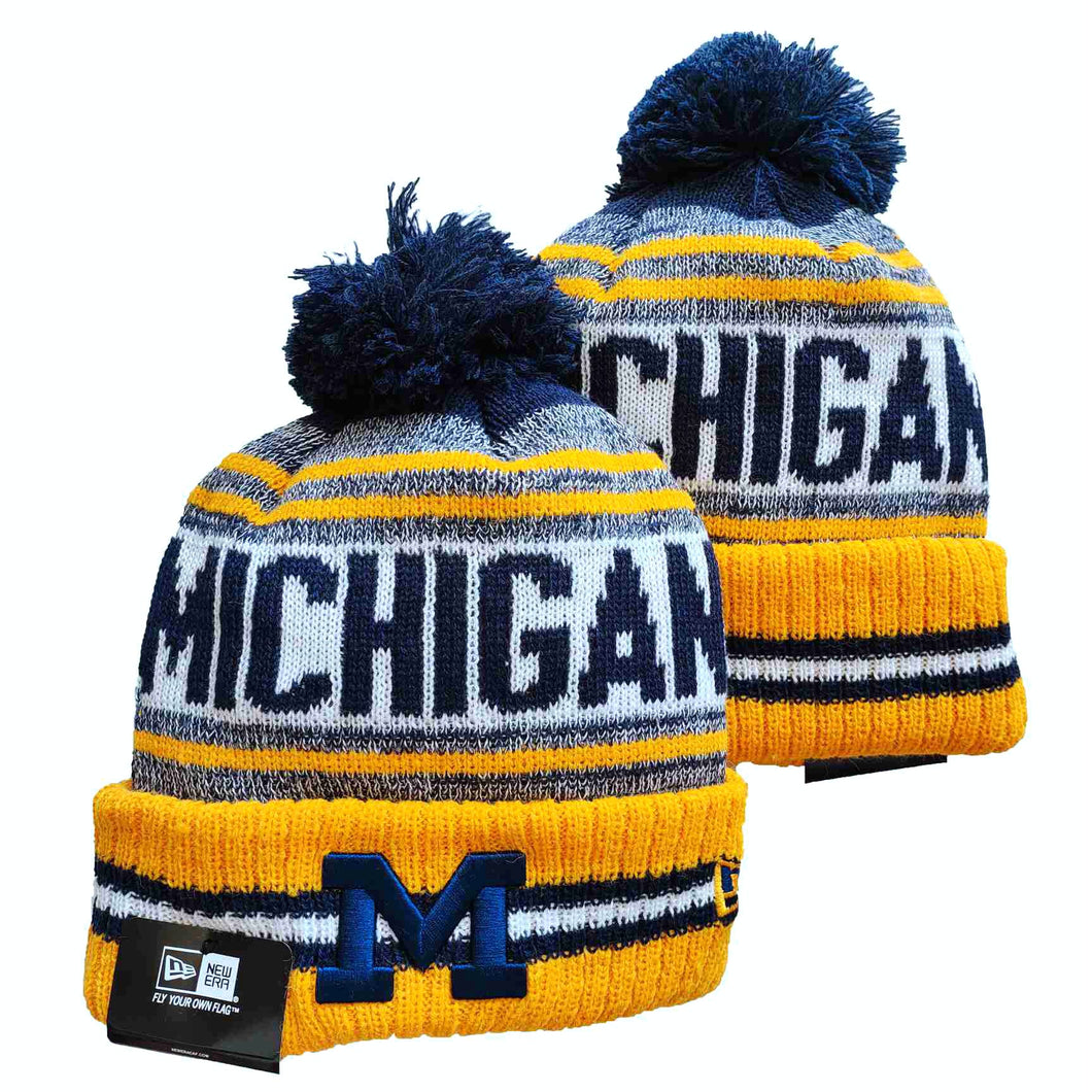 Michigan Wolverines NCAA New Era winter Hat with Pom Pom