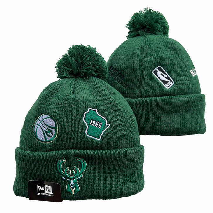 Milwaukee Bucks NBA New Era winter Hat with Pom Pom