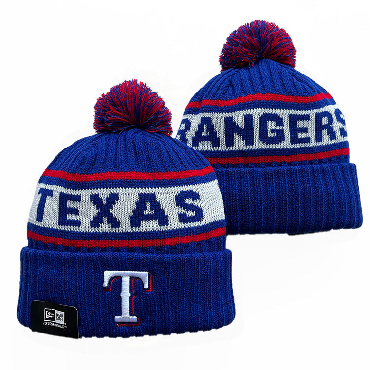 Texas Rangers MLB New Era winter Hat with Pom Pom