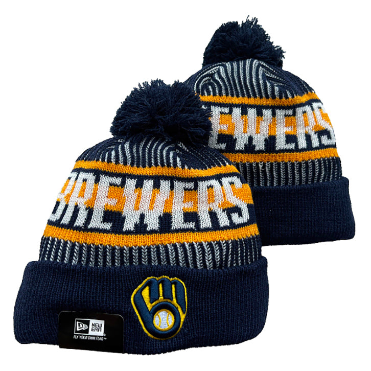 Milwaukee Brewers MLB New Era winter Hat with Pom Pom