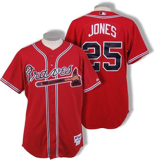 Andruw Jones Atlanta Braves Official MLB Majestic Jersey red