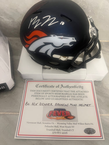 Bo Nix Denver Broncos Autographed Mini Helmet with COA