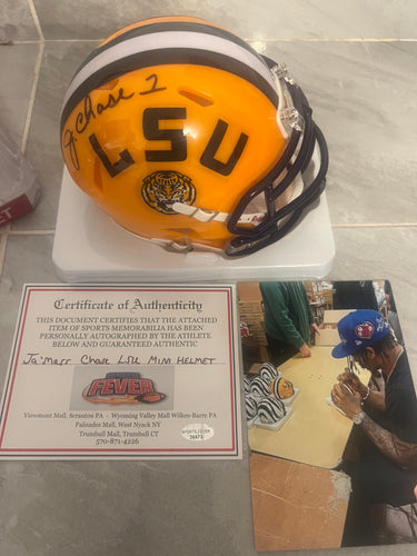 Ja’Marr Chase Autographed LSU Tigers Mini Helmet with COA Photo Signing