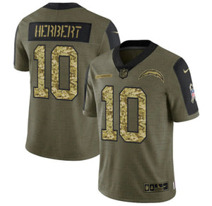 Justin Herbert Los Angeles Chargers Nike military salute to service Jersey