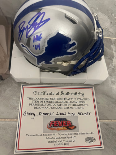 Barry Sanders Autographed Detroit Lions Mini Helmet with COA