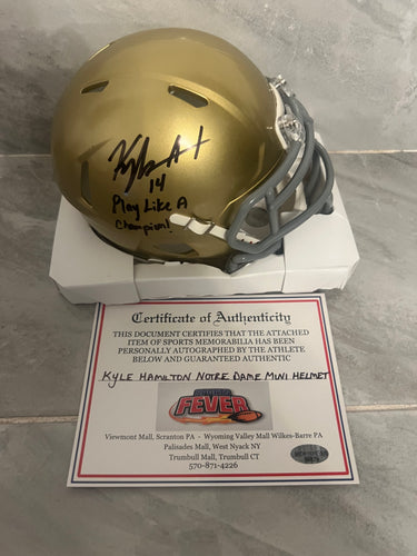 Kyle Hamilton Autographed Notre Dame Mini Helmet with COA