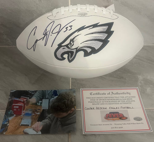 Cooper DeJean Autographed Philadelphia Eagles Football with COA & Photo signing